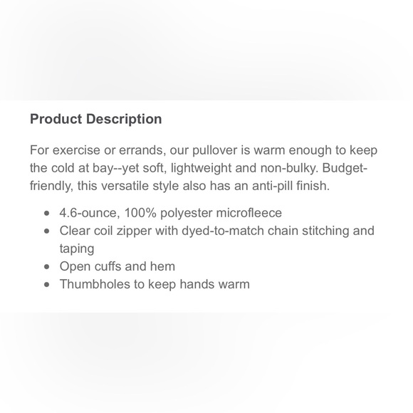 NIB Ladies Port Authority 1/2 zip Microfleece in grey size L with thumb holes - Picture 2 of 3